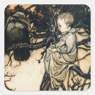 Pegatina Cuadrada Arthur Rackham Peter Pan