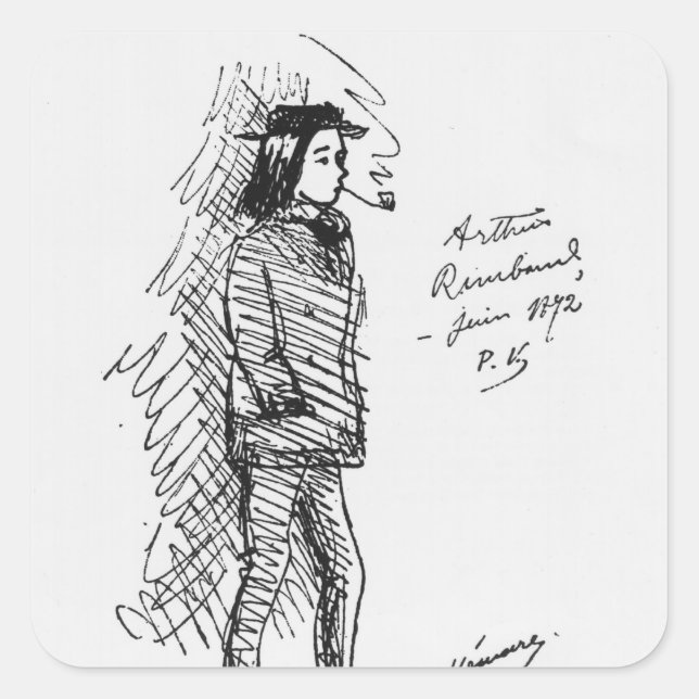 Pegatina Cuadrada Arthur Rimbaud Junio 1872 (Anverso)