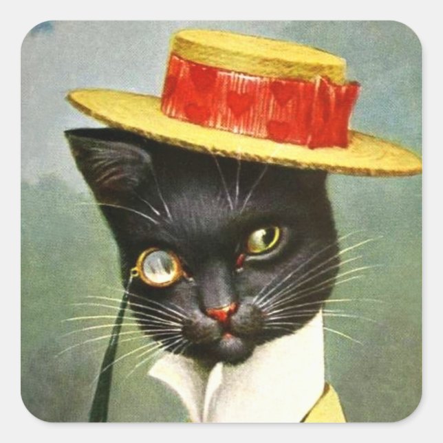 Pegatina Cuadrada Arthur Thiele - Sr. Cat (Anverso)