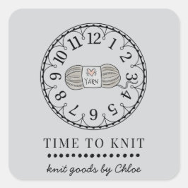 Pegatina Cuadrada Artículos de Knit hechos a mano