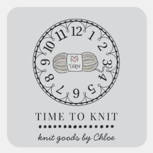 Pegatina Cuadrada Artículos de Knit hechos a mano