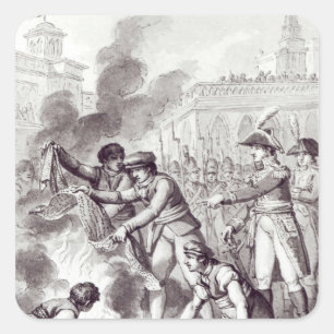 Pegatina Cuadrada Artículos en inglés quemados en Ámsterdam