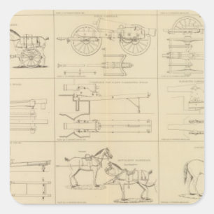 Pegatina Cuadrada Artillería, tiendas, etc