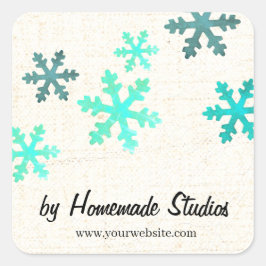 Pegatina Cuadrada Artisan Canvas Snowflake Happiness