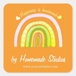 Pegatina Cuadrada Artisan Rainbow 'Happiness is Homemade' 