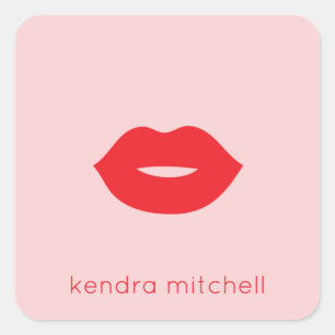 Pegatina Cuadrada Artista de maquillaje con el logotipo de los labio