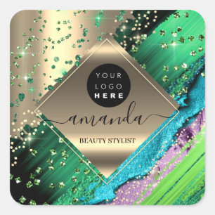 Pegatina Cuadrada Artista de maquillaje Lash Body Cosmetic Name Trop