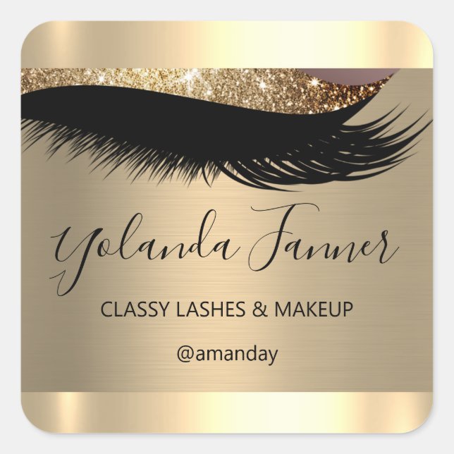 Pegatina Cuadrada Artista de maquillaje profesional Eyelash Sepia Ún (Anverso)