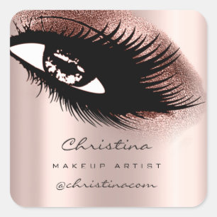 Pegatina Cuadrada Artista de maquillaje Purpurina Eyelashes Belleza