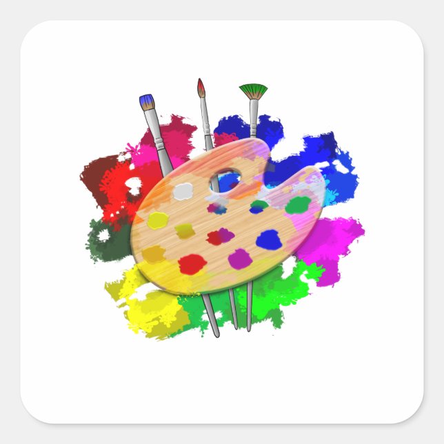 Pegatina Cuadrada Artista de paletas artísticas (Anverso)