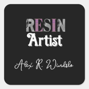 Pegatina Cuadrada Artista de resina personalizado