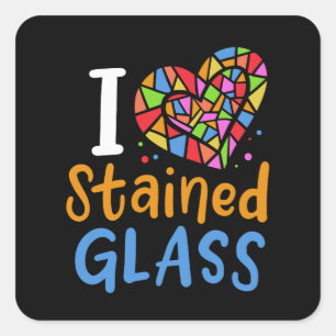 Pegatina Cuadrada Artista de vidrio manchado de vidrio templado