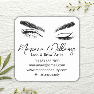 Pegatina Cuadrada artista minimalista moderno de latigazos y cejas