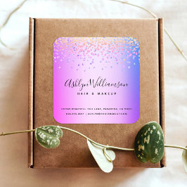 Pegatina Cuadrada Artista moderno de maquillaje de peluquería púrpur