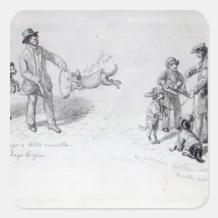 Pegatina Cuadrada Artistas callejeros, c.1839-43