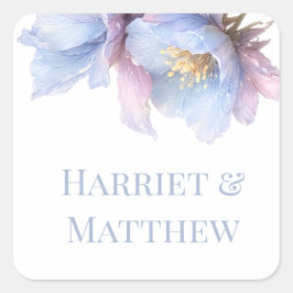 Pegatina Cuadrada Artistic Pastel Botanical Florals Wedding