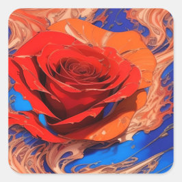 Pegatina Cuadrada Artística Rosa Abstracción Marmoleada