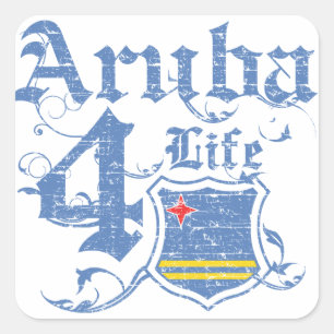 Pegatina Cuadrada Aruba para la vida