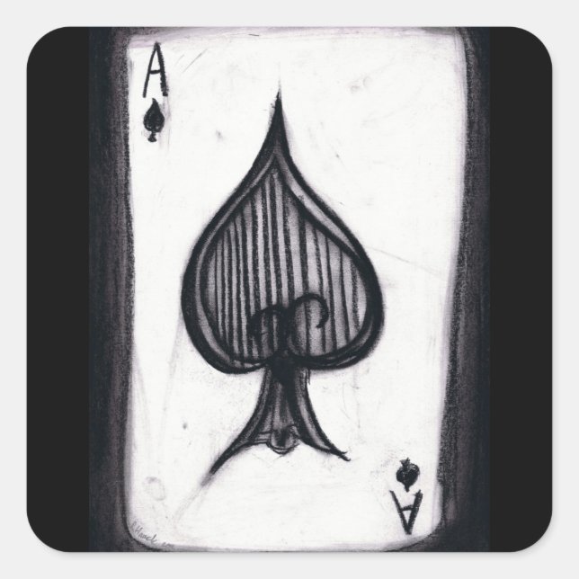 Pegatina Cuadrada As de espadas (Anverso)