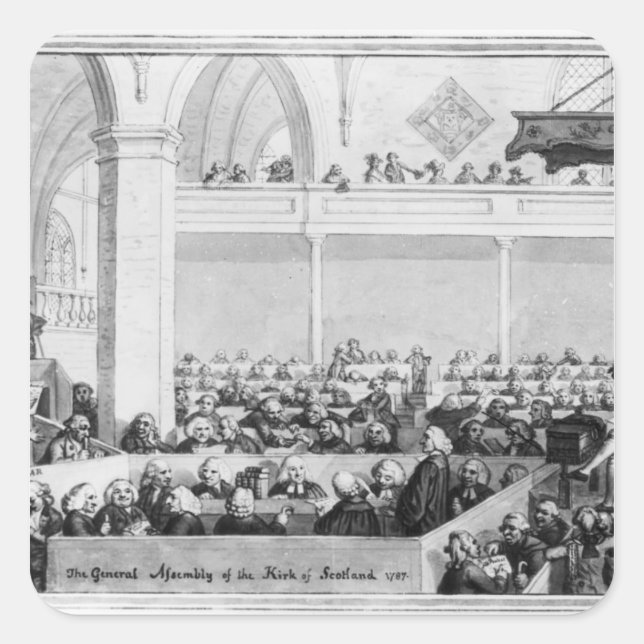 Pegatina Cuadrada Asamblea General del Kirk de Escocia (Anverso)