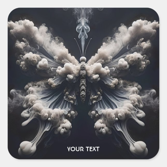 Pegatina Cuadrada Ascenso del humo de la mariposa suave (Anverso)