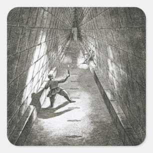 Pegatina Cuadrada Ascenso interior de una pirámide, c.1780 (grabado)