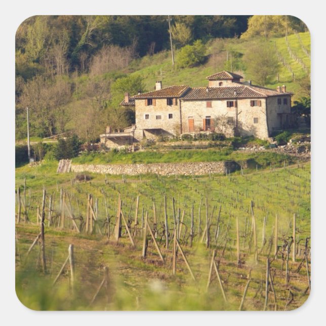 Pegatina Cuadrada Aschuito, una granja que acepta clientes, (Anverso)