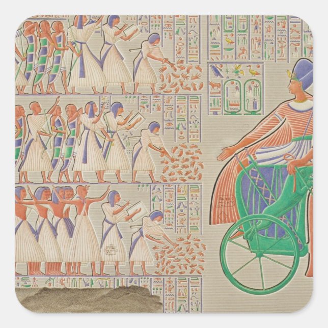 Pegatina Cuadrada Asentamiento en Medynet-Abou, Palacio de los Reyes (Anverso)