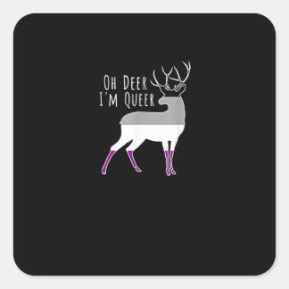 Pegatina Cuadrada Asexual Flag Oh Deer Queer Pride Funny LGBT Design