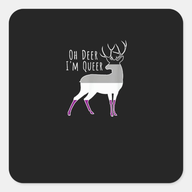Pegatina Cuadrada Asexual Flag Oh Deer Queer Pride Funny LGBT Design (Anverso)