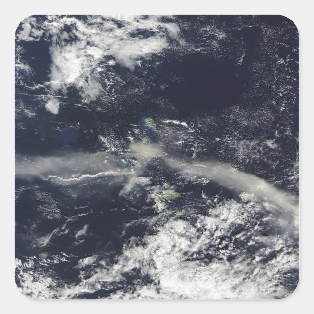 Pegatina Cuadrada Ash Plume de Soufriere Hills, Montserrat (Anverso)