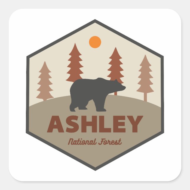 Pegatina Cuadrada Ashley National Forest Bear (Anverso)