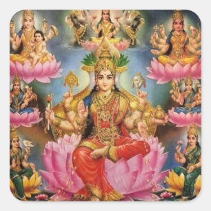 Pegatina Cuadrada Ashtalakshmi - Ocho formas de Lakshmi