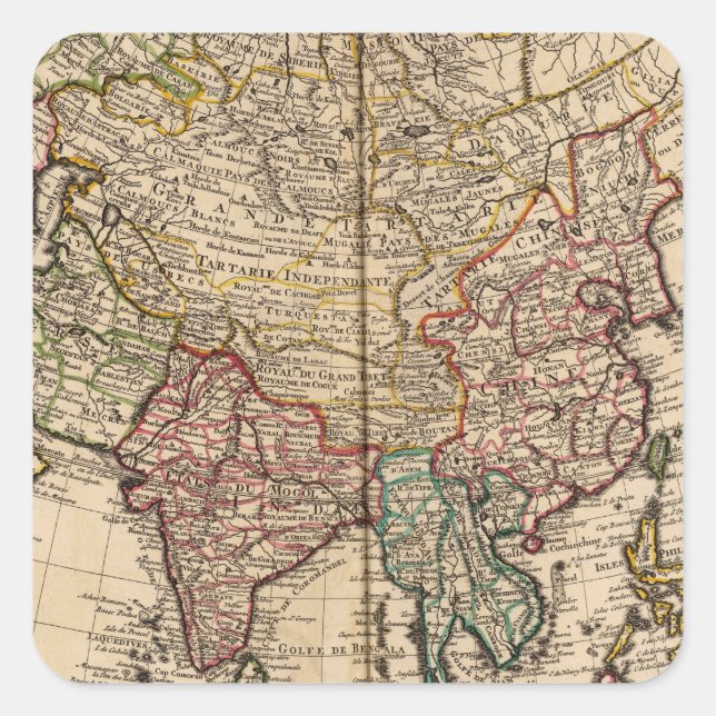 Pegatina Cuadrada Asia (Anverso)