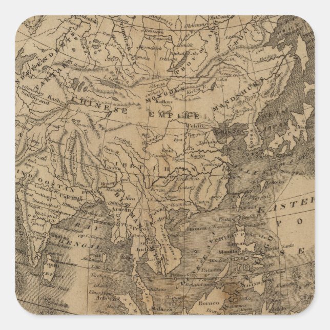 Pegatina Cuadrada Asia (Anverso)