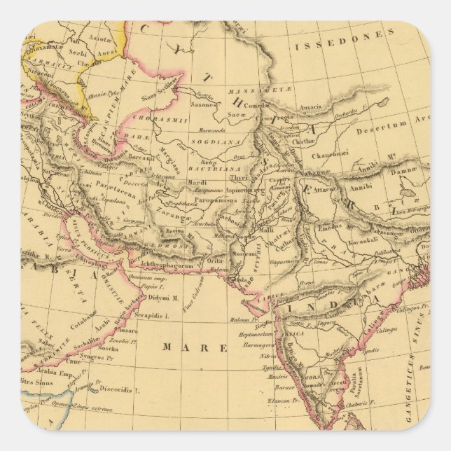 Pegatina Cuadrada Asia antigua (Anverso)