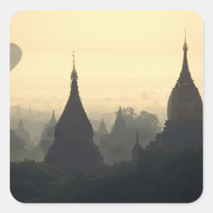 Pegatina Cuadrada Asia, Birmania, (Myanmar), Pagan (Bagan) Aire cali
