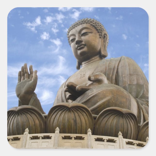 Pegatina Cuadrada Asia, China, Hong Kong, isla de Lantau, Ngong (Anverso)