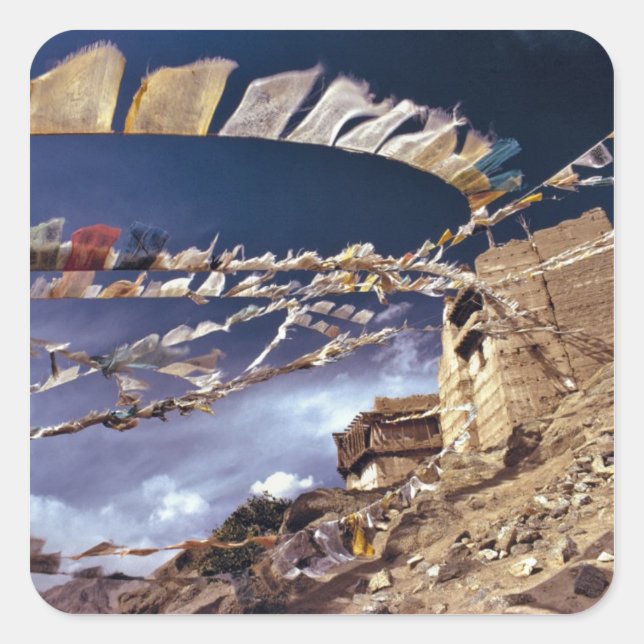 Pegatina Cuadrada Asia, India, Ladakh, Leh. Conocido como poco (Anverso)