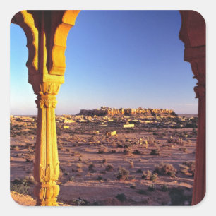 Pegatina Cuadrada Asia, India, Rajasthan, Jaisalmer. La vista desde