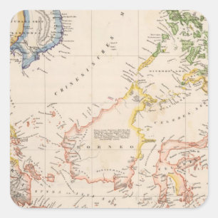 Pegatina Cuadrada Asia, Indonesia, Filipinas, Indias Orientales