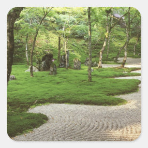 Pegatina Cuadrada Asia, Japón, Fukuoka, Dazaifu, Templo Komyoji