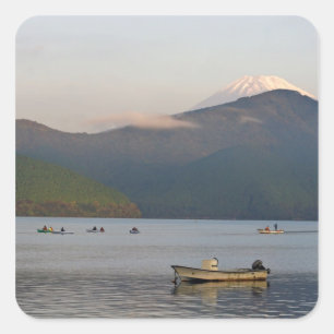 Pegatina Cuadrada Asia, Japón, Hakone. Vistas temprano en la mañana
