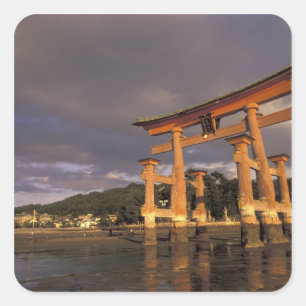 Pegatina Cuadrada Asia, Japón, Honshu occidental, Miya, Isla Jima,