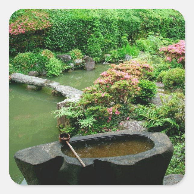 Pegatina Cuadrada Asia, Japón, Kioto. Jardín Zen (Anverso)