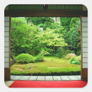 Pegatina Cuadrada Asia, Japón, Kyoto. Jardín Zen 2