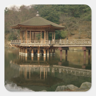 Pegatina Cuadrada Asia, Japón, Nara, Templo en Nara