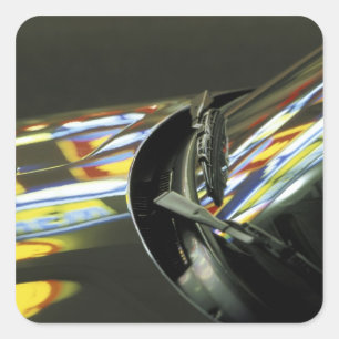 Pegatina Cuadrada Asia, Malasia, Melaka. Reflexiones de neón en el 