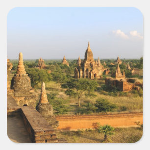 Pegatina Cuadrada Asia, Myanmar (Birmania), Bagan (Pagan). Varios