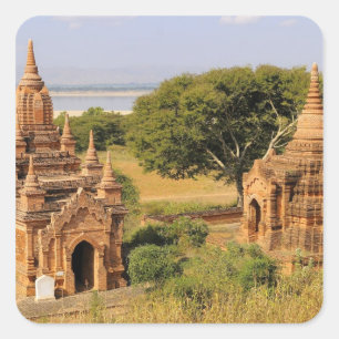 Pegatina Cuadrada Asia, Myanmar (Birmania), Bagan (Pagan). Varios 2